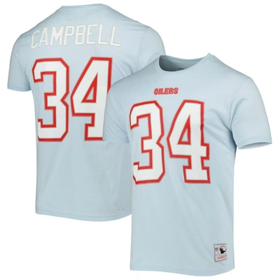 Mitchell & Ness Earl Campbell Light Blue Houston Oilers Retired Player Logo Name & Number T-shirt