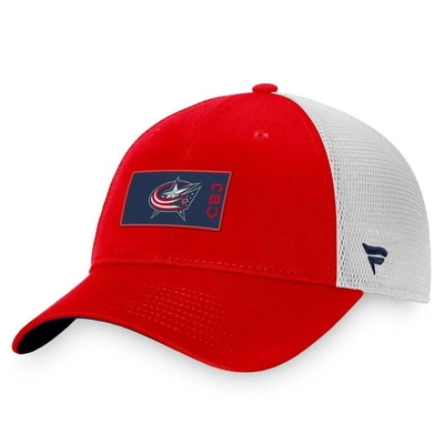 Fanatics Branded Red/white Columbus Blue Jackets Authentic Pro Rink Trucker Snapback Hat In Red,white