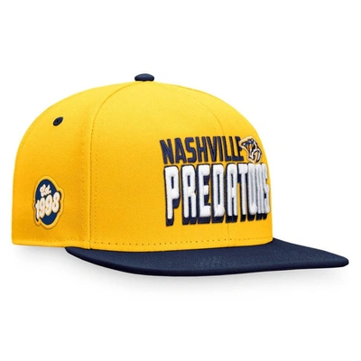 Fanatics Branded Gold/navy Nashville Predators Heritage Retro Two-tone Snapback Hat In Gold,navy