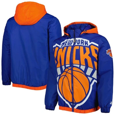 Starter Blue New York Knicks The Triple Double Full-zip Hoodie Jacket