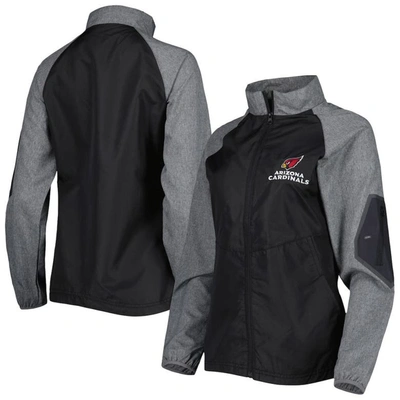 Dunbrooke Women's  Black, Gray Arizona Cardinals Hurricane Raglan Full-zip Windbreaker In Black,gray