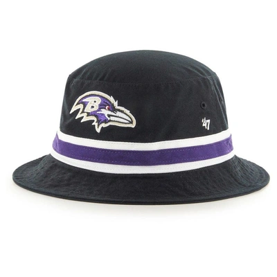 47 ' Black Baltimore Ravens Striped Bucket Hat