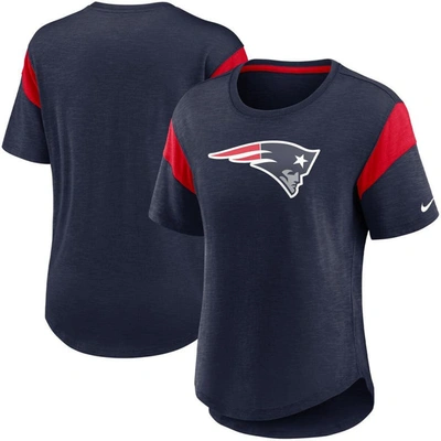 Nike Heathered Navy New England Patriots Primary Logo Slub Fashion Top In Heather Navy