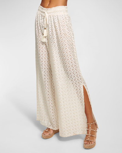 Ramy Brook Glora Zigzag Coverup Trouser In White Zigzag