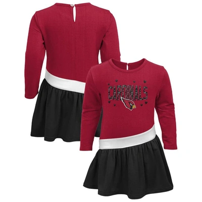 Outerstuff Babies' Girls Infant Cardinal/black Arizona Cardinals Heart To Heart Jersey Tri-blend Dress
