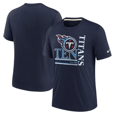 Nike Navy Tennessee Titans Wordmark Logo Tri-blend T-shirt