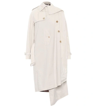 Balenciaga Pulled Cotton Trench Coat In White