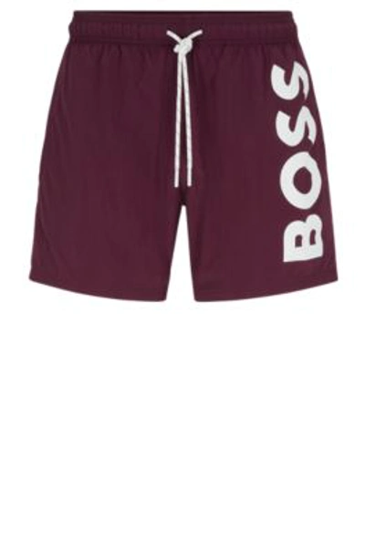 Quick-dry swim shorts with large logo print