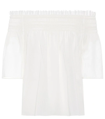 Saint Laurent Off-the-shoulder Cotton Top In White