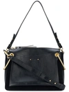 Chloé Roy Medium Leather And Suede Shoulder Bag In Black