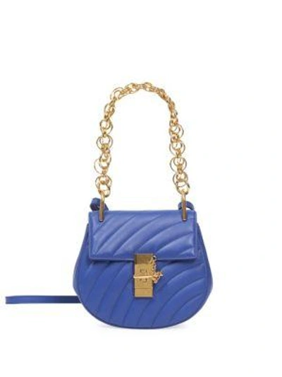 Chloé Small Drew Quilted Leather Saddle Bag In Blue