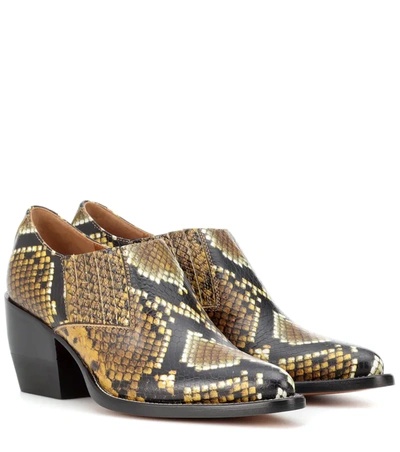 Chloé Rylee Snake-effect Leather Ankle Boots In Natural