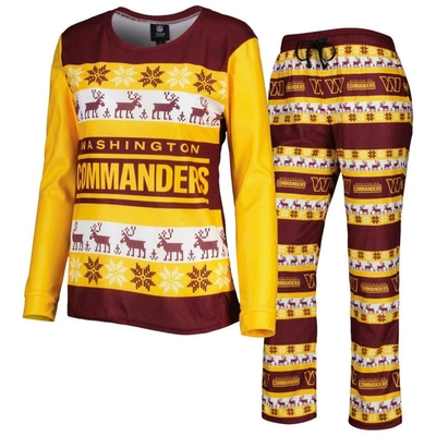 Foco Burgundy Washington Commanders Team Ugly Pyjamas Set
