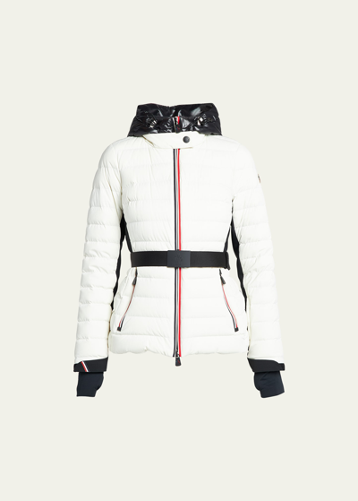 Moncler Bruche Belted Puffer Jacket In White