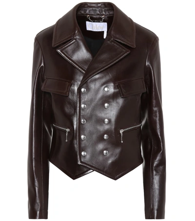 Chloé Classic Double-breasted Leather Jacket In Off Brown