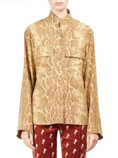 Chloé Python Print Safari Blouse In Powder Beige