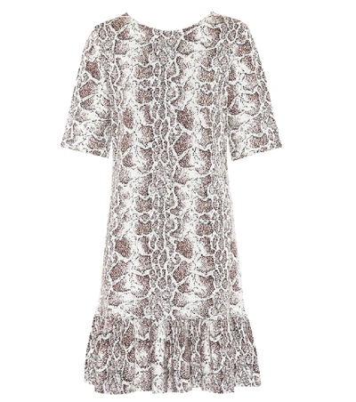Chloé Python Jacquard Print Knit Flounce Dress In Multi Brown