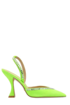 Stuart Weitzman Gemcut Curve Pointed Toe Slingback Pump In Neon Chartreuse