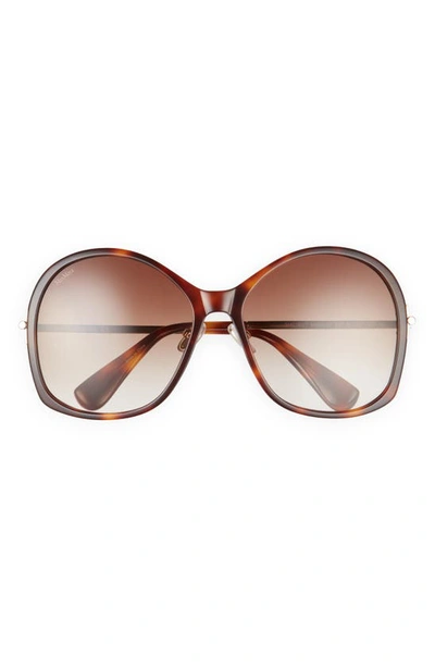 Max Mara 60mm Round Sunglasses In Gold/ Brown