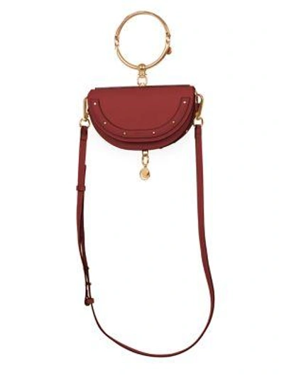 Chloé Nile Leather Half Moon Minaudiere In Dahlia Red