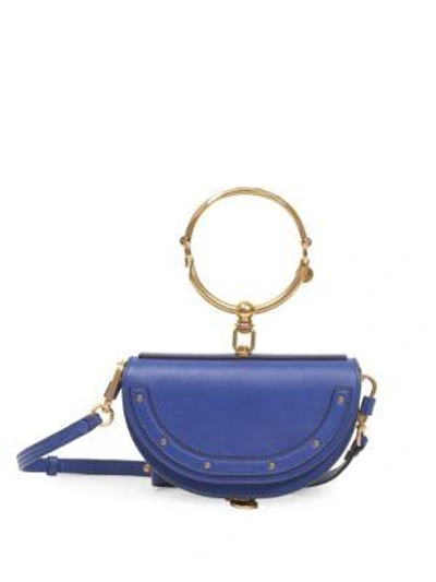 Chloé Nile Leather Half Moon Minaudiere In Majesty Blue