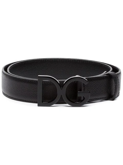 Dolce & Gabbana Dg-buckle Leather Belt In Black