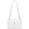 Saint Laurent White Monogram Leather Shoulder Bag In 9011 White