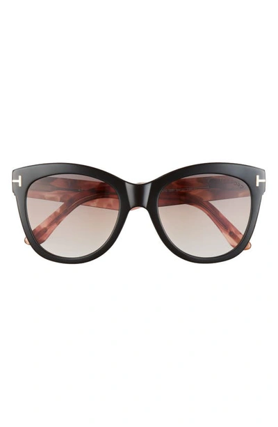 Tom Ford Wallace 54mm Gradient Cat Eye Sunglasses In Shiny Black Pink Havana/ Brown