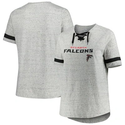 Profile Heather Grey Atlanta Falcons Plus Size Lace-up V-neck T-shirt