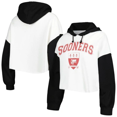 Gameday Couture White/black Oklahoma Sooners Good Time Color Block Cropped Hoodie