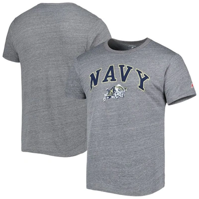 League Collegiate Wear Heather Gray Navy Midshipmen 1965 Arch Victory Falls Tri-blend T-shirt