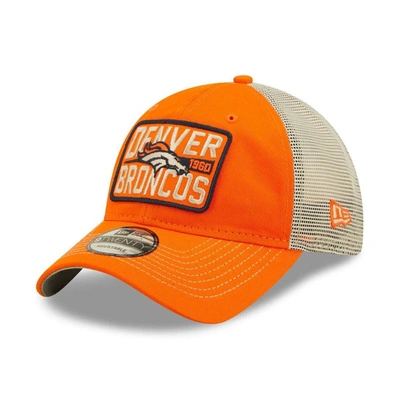 New Era Men's  Orange And Natural Denver Broncos Devoted Trucker 9twenty Snapback Hat In Orange,natural
