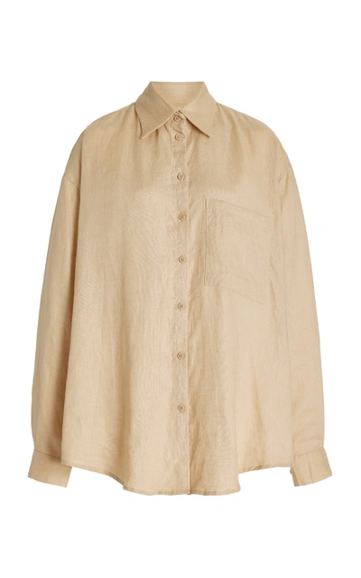 Aexae Exclusive Linen Woven Shirt In Neutral