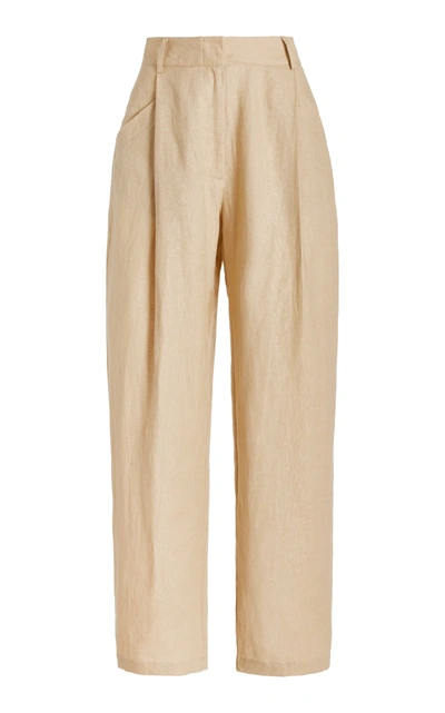 Aexae Women's Exclusive Pleated Linen Straight-leg Pants In Neutral