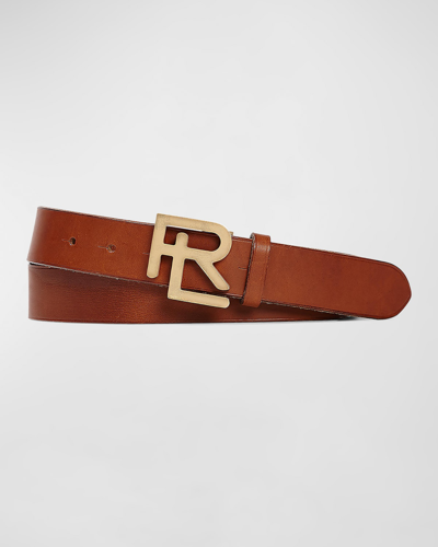 Ralph Lauren Purple Label Rl Logo Belt In Tan