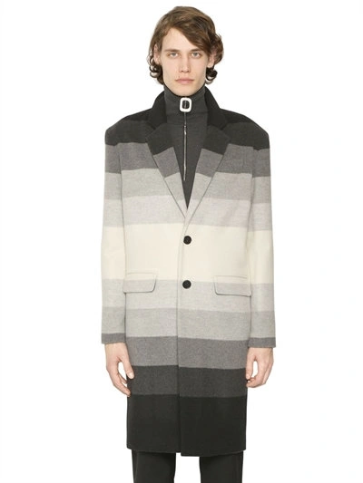 Jw Anderson Gradient Striped Wool Coat, Black/grey | ModeSens
