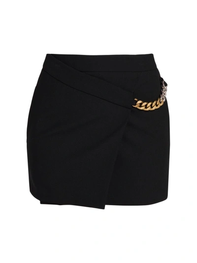 Stella Mccartney Falabella Chain Faux Wrap Miniskirt In Black