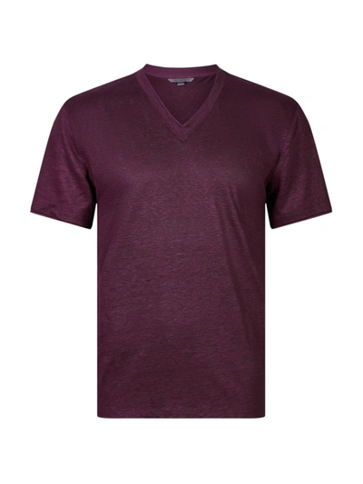 John Varvatos Men's Wooster Slim-fit Linen V-neck T-shirt In Dark Plum