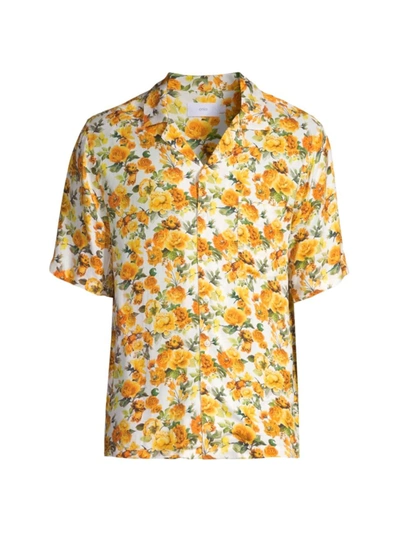 Onia Men's Floral Camp Shirt In Yellow