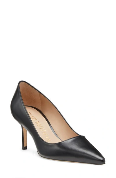 Stuart Weitzman Stuart Leather Stiletto Pumps In Black