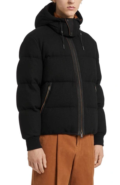 Zegna Quilted Oasi Cashmere Hooded Down Jacket In Brown