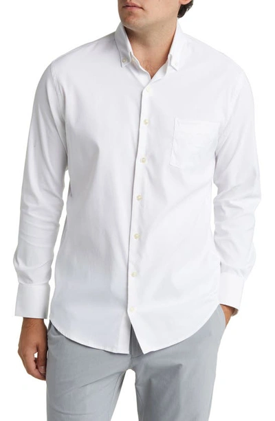 Peter Millar Collins Button-down Collar Stretch-cotton Oxford Shirt In White