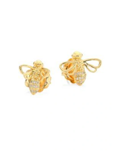 Temple St Clair Garden Of Earthly Delights Diamond & 18k Gold Bee Bellina Earrings In Yellow Gold