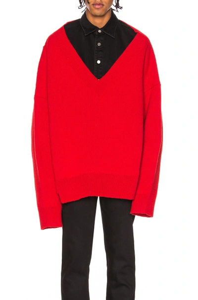 Raf Simons Classic Oversized Sweater In Red | ModeSens