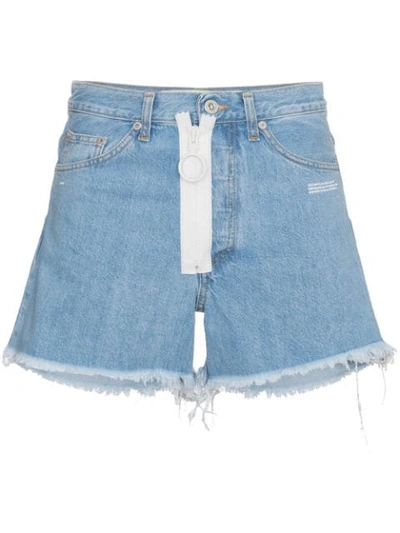 Off-white High-waisted Denim Shorts In Blue