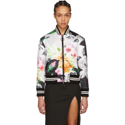 Off-white Duchesse Varsity Bomber Jackets In Multicolor
