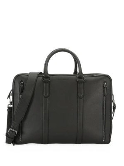 Ermenegildo Zegna Large Leather Briefcase In Black