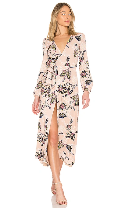 The Jetset Diaries Fluid Wrap Midi Dress - Pink In Pink Floral