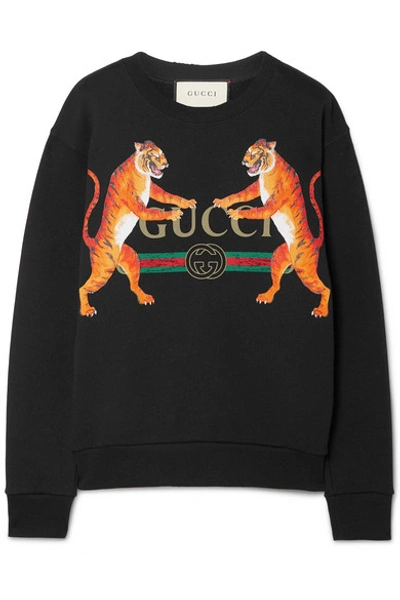 Gucci Oversized Printed Cotton-jersey Sweatshirt In Black | ModeSens