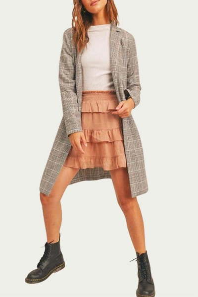 Sadie & Sage Run To Me Checked Long Coat In Grey